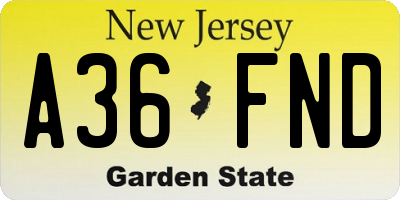 NJ license plate A36FND