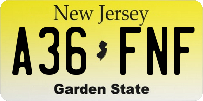 NJ license plate A36FNF