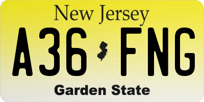 NJ license plate A36FNG