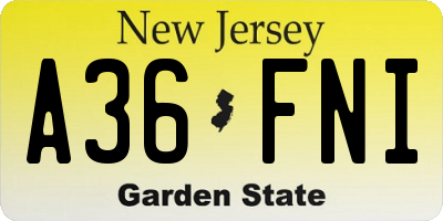 NJ license plate A36FNI