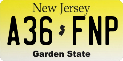 NJ license plate A36FNP