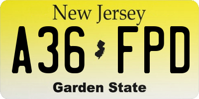 NJ license plate A36FPD