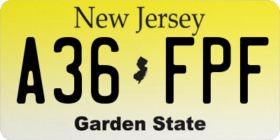 NJ license plate A36FPF