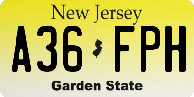 NJ license plate A36FPH