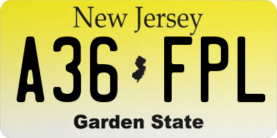 NJ license plate A36FPL