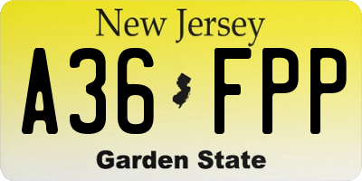 NJ license plate A36FPP