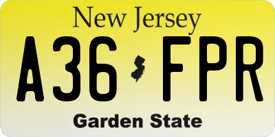 NJ license plate A36FPR