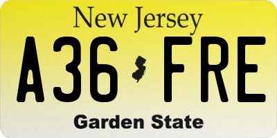 NJ license plate A36FRE