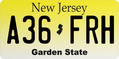 NJ license plate A36FRH