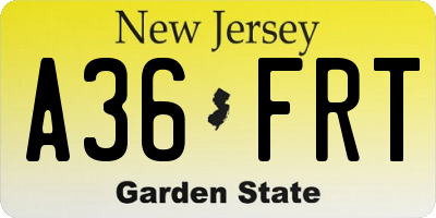 NJ license plate A36FRT