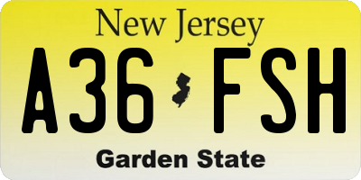 NJ license plate A36FSH