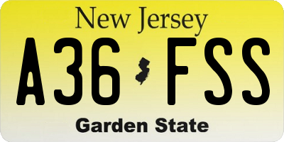 NJ license plate A36FSS