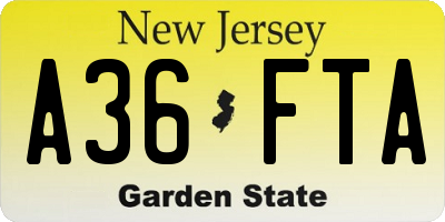 NJ license plate A36FTA