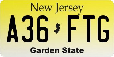 NJ license plate A36FTG