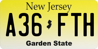NJ license plate A36FTH