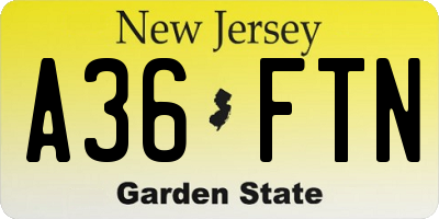 NJ license plate A36FTN