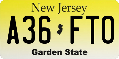 NJ license plate A36FTO