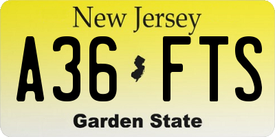 NJ license plate A36FTS