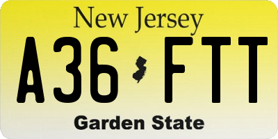 NJ license plate A36FTT