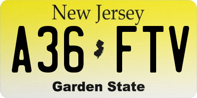 NJ license plate A36FTV
