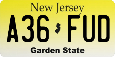 NJ license plate A36FUD