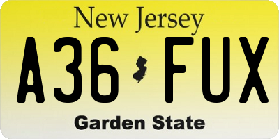 NJ license plate A36FUX