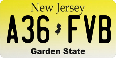 NJ license plate A36FVB