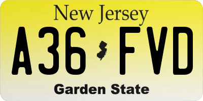 NJ license plate A36FVD