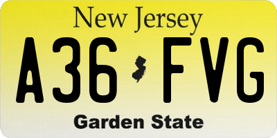 NJ license plate A36FVG