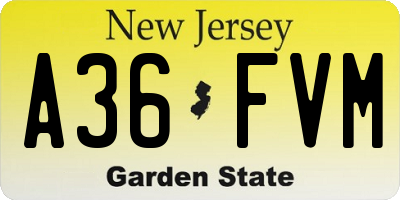 NJ license plate A36FVM
