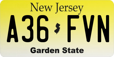 NJ license plate A36FVN