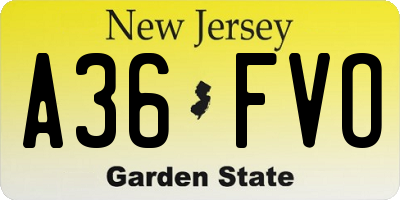 NJ license plate A36FVO