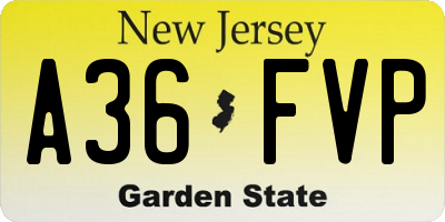 NJ license plate A36FVP
