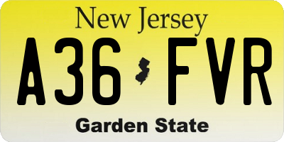NJ license plate A36FVR