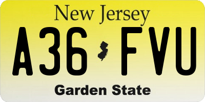 NJ license plate A36FVU