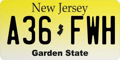 NJ license plate A36FWH