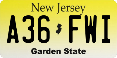 NJ license plate A36FWI