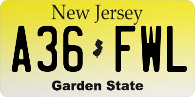 NJ license plate A36FWL