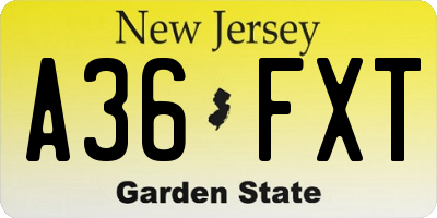 NJ license plate A36FXT