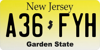 NJ license plate A36FYH