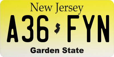 NJ license plate A36FYN