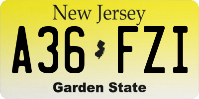 NJ license plate A36FZI
