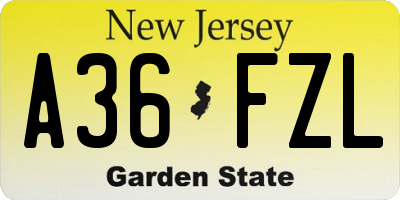NJ license plate A36FZL