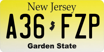 NJ license plate A36FZP