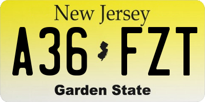 NJ license plate A36FZT
