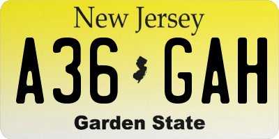NJ license plate A36GAH