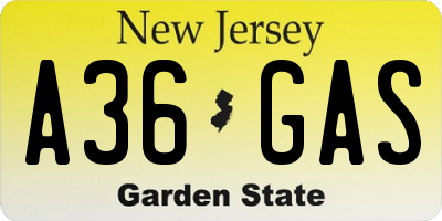 NJ license plate A36GAS