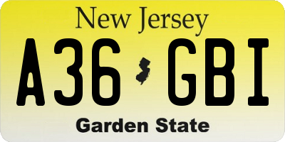 NJ license plate A36GBI