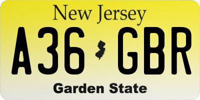 NJ license plate A36GBR
