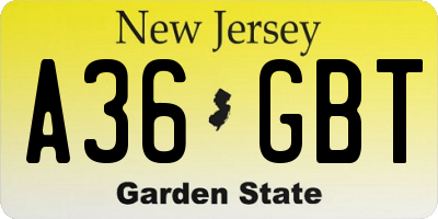 NJ license plate A36GBT